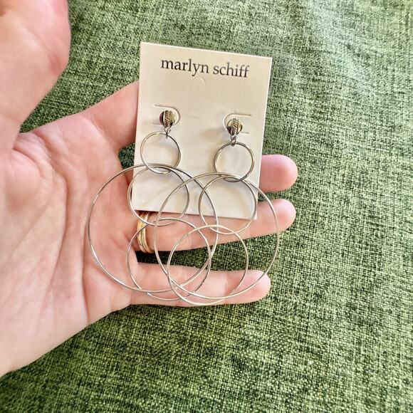 Marlyn Schiff Multi Hoop Silver Drop Earrings NEW - Picture 4 of 6